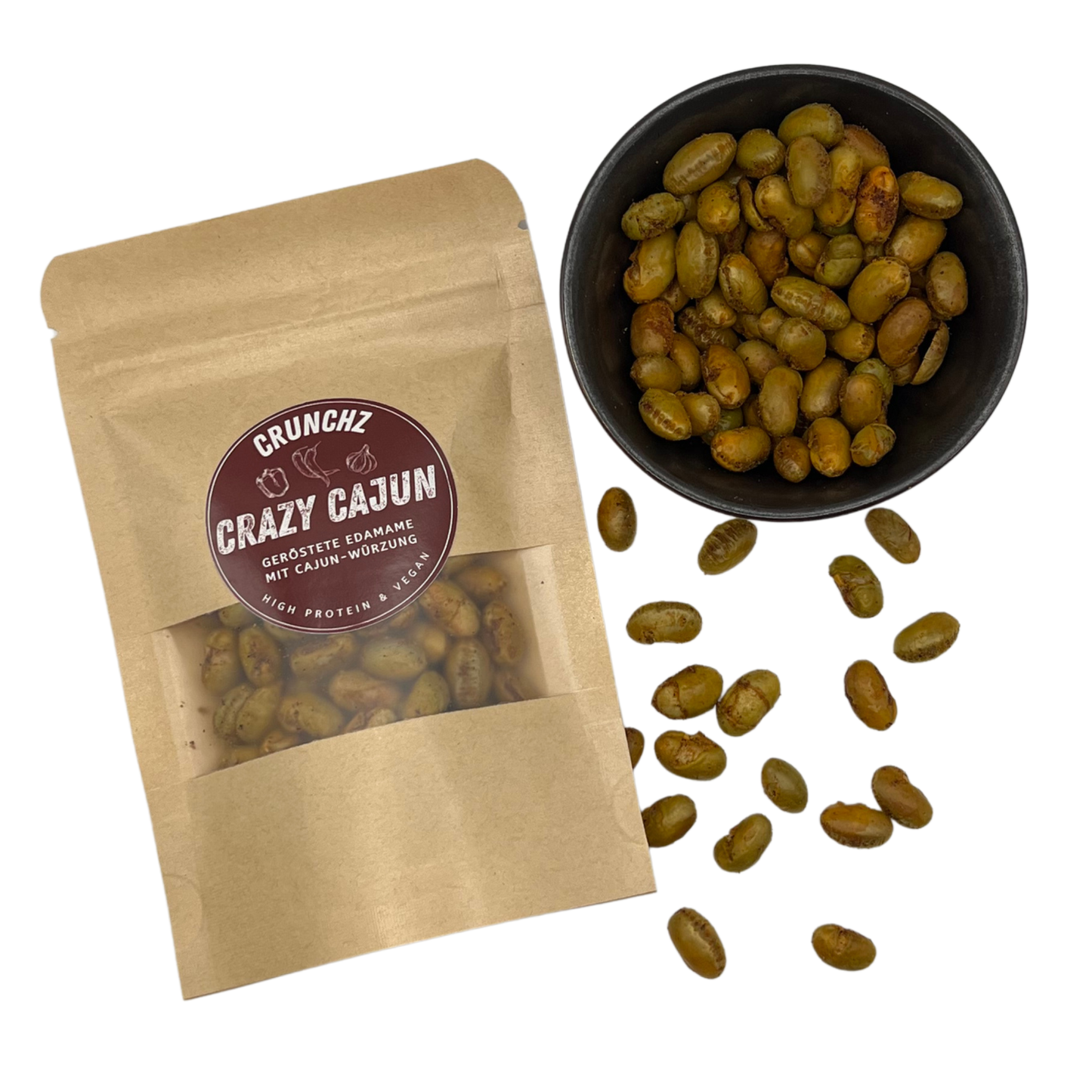 CRUNCHZ CRAZY CAJUN (6 x 30g) | Geröstete Edamame mit Cajun-Würzung