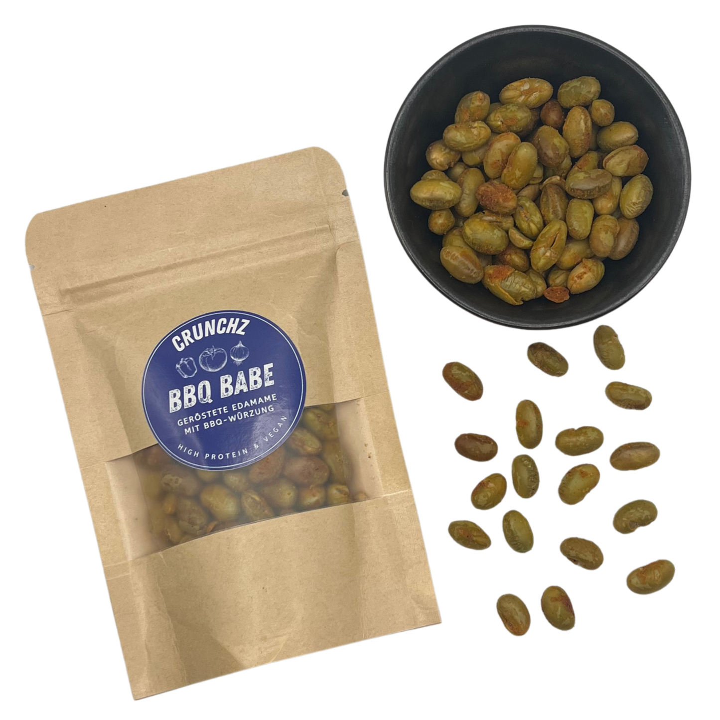 CRUNCHZ BBQ BABE (6 x 30g) | Geröstete Edamame mit BBQ-Würzung