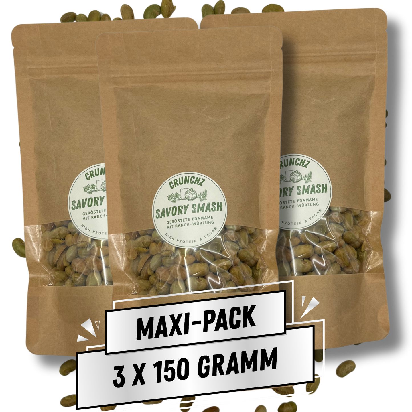 CRUNCHZ SAVORY SMASH (150g) | Geröstete Edamame mit Ranch-Würzung