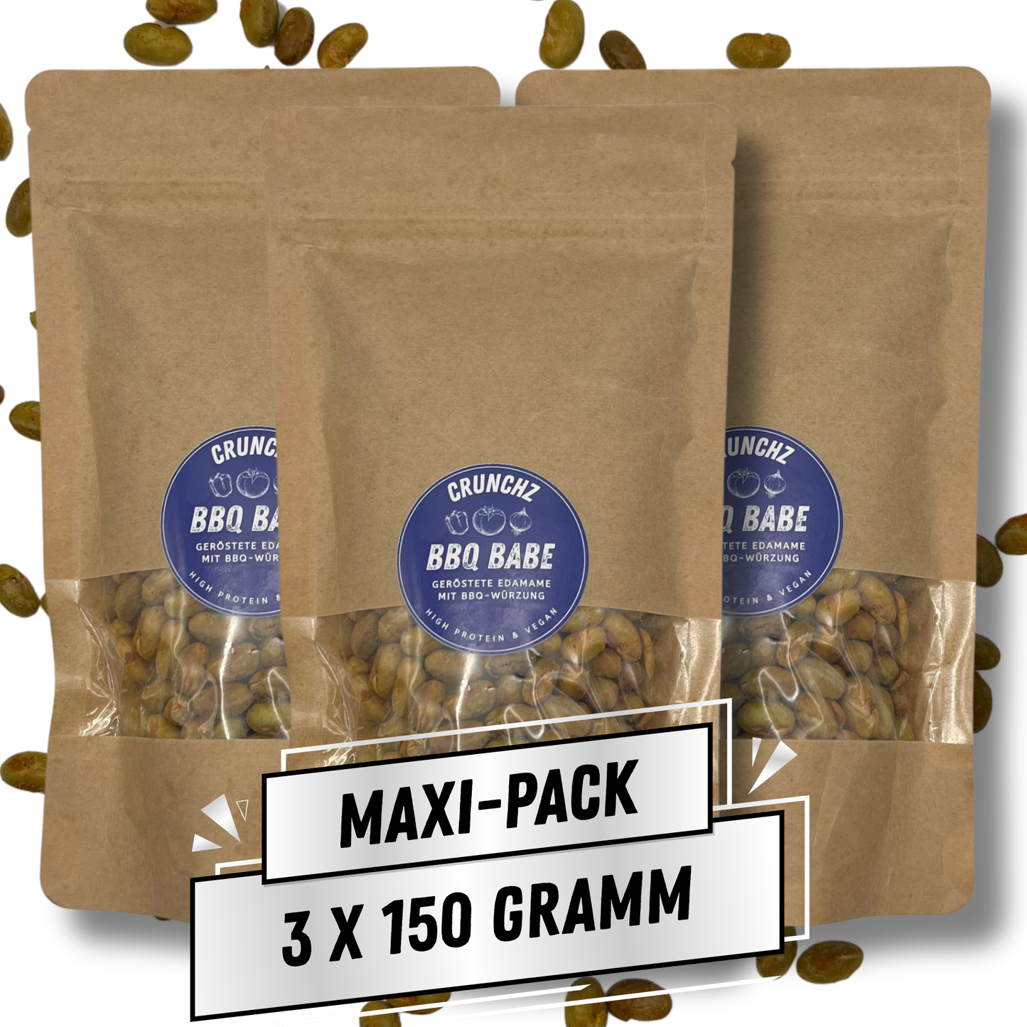 CRUNCHZ BBQ BABE (150g) | Geröstete Edamame mit BBQ-Würzung