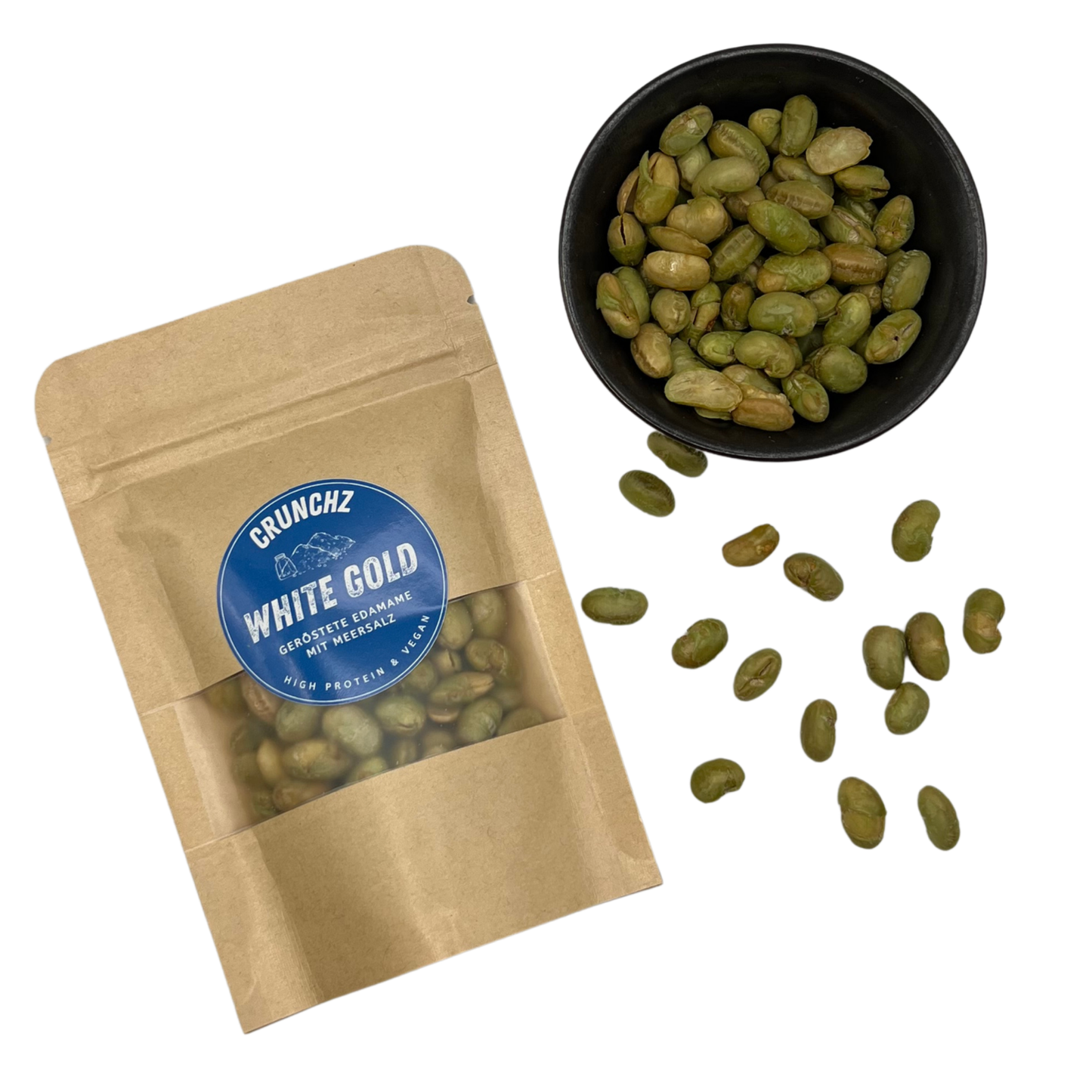 CRUNCHZ WHITE GOLD (6 x 30g) | Geröstete Edamame mit Meersalz