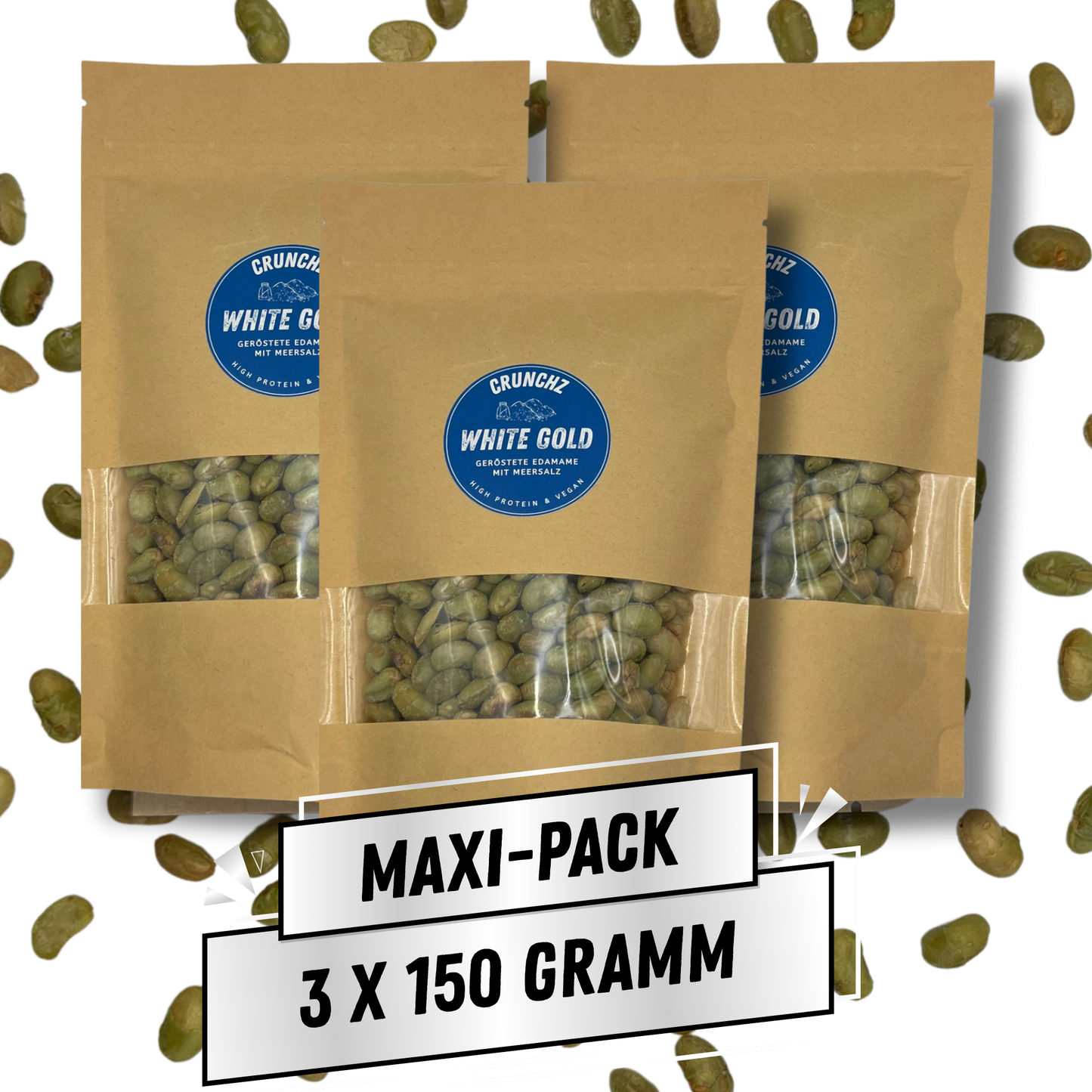 CRUNCHZ WHITE GOLD (150g) | Geröstete Edamame mit Meersalz