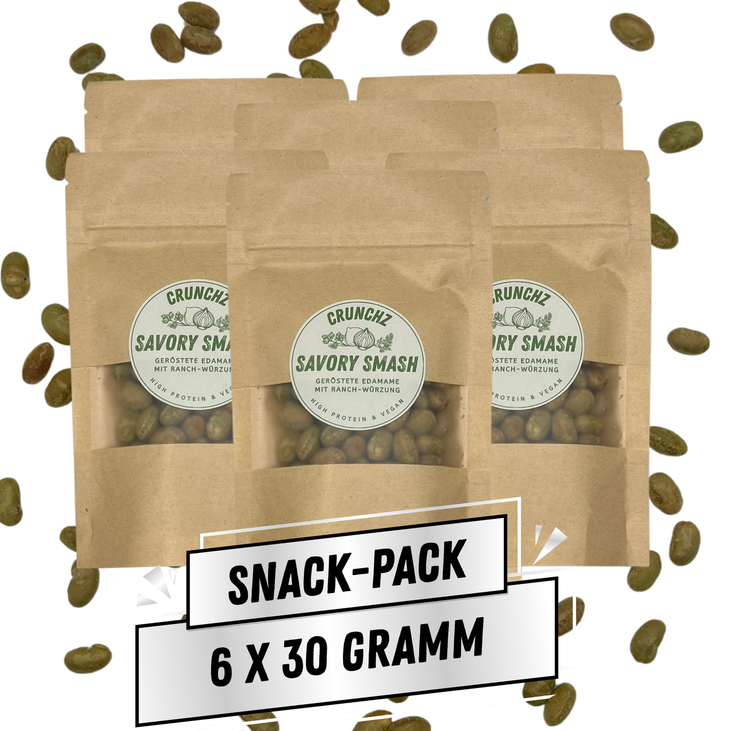 CRUNCHZ SAVORY SMASH (6 x 30g) | Geröstete Edamame mit Ranch-Würzung