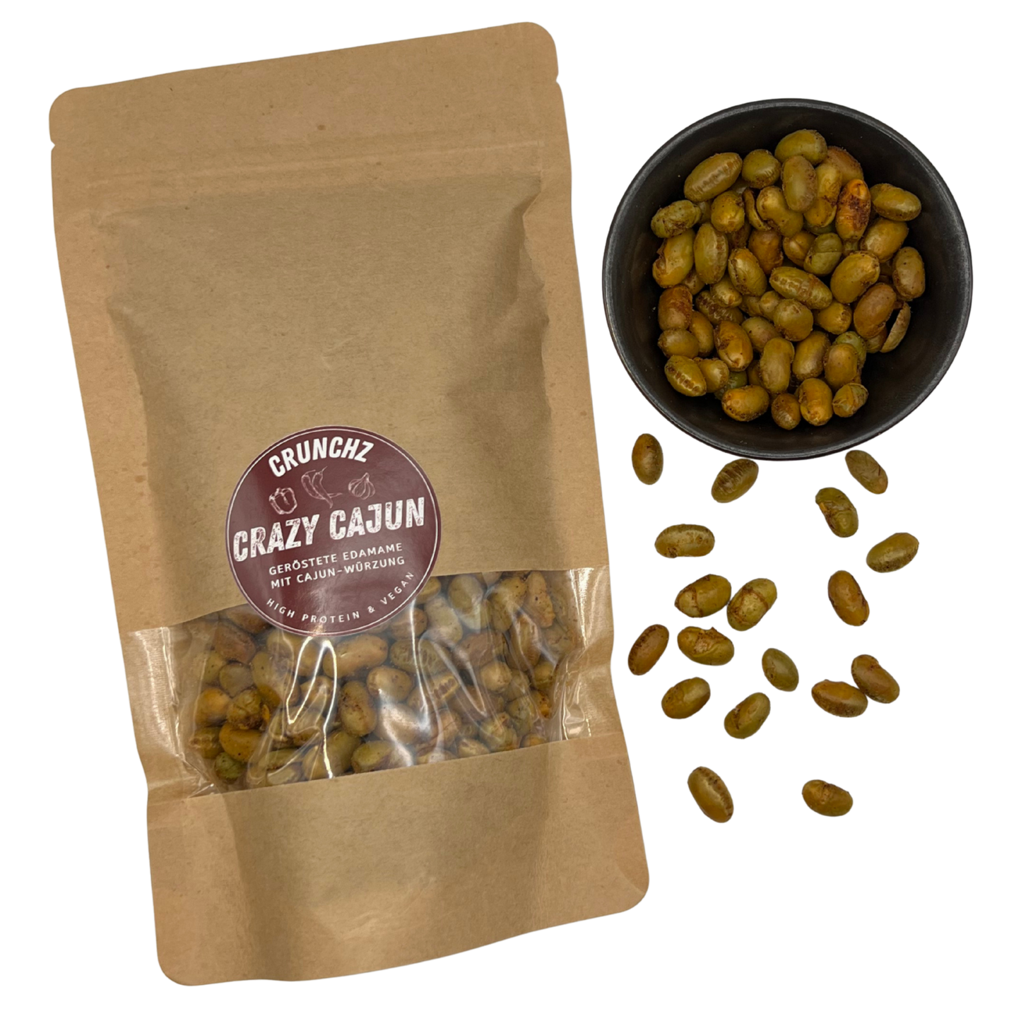 CRUNCHZ CRAZY CAJUN (150g) | Geröstete Edamame mit Cajun-Würzung