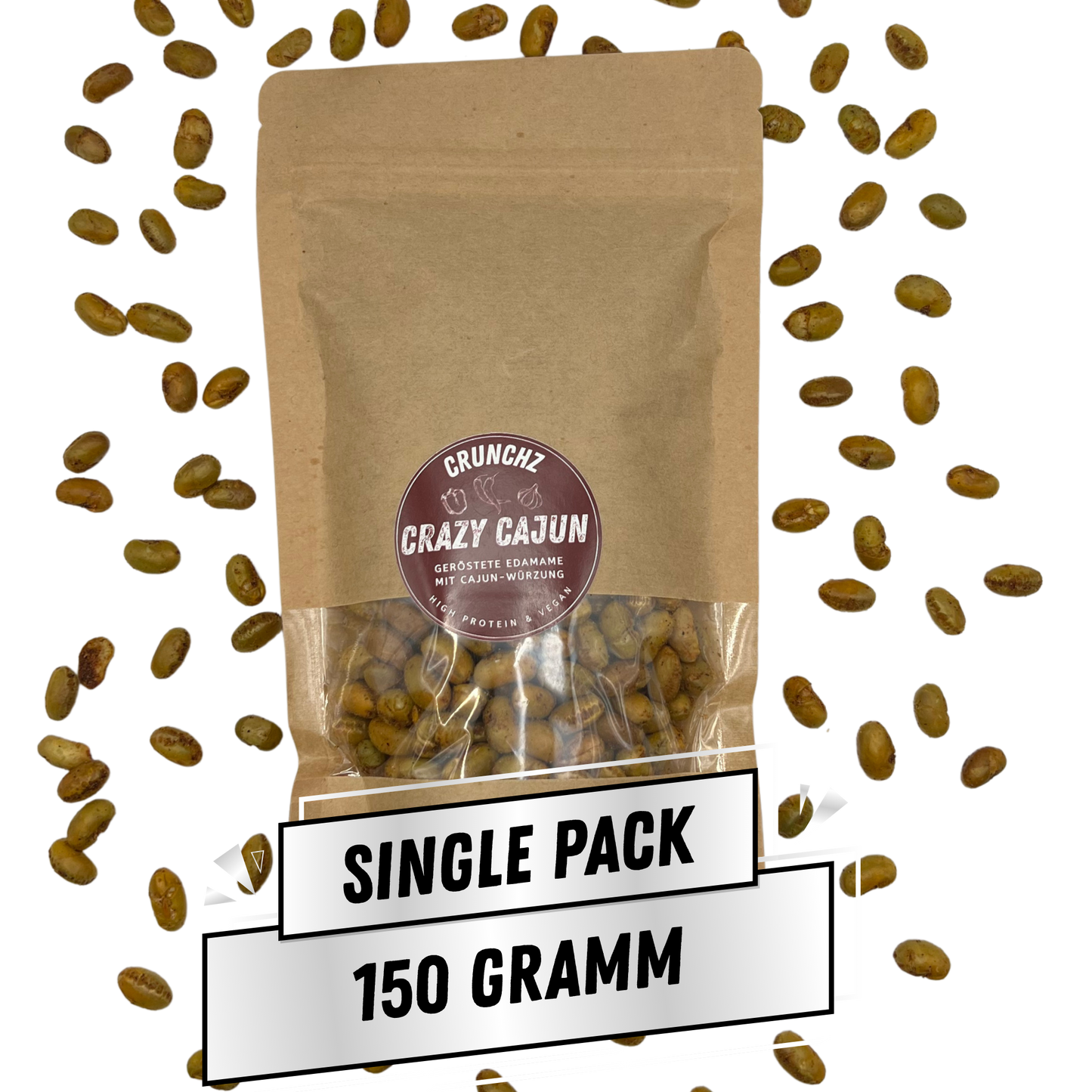 CRUNCHZ CRAZY CAJUN (150g) | Geröstete Edamame mit Cajun-Würzung